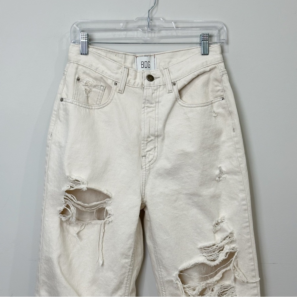 BDG High Rise Baggy Jeans Cream Distressed Wide Leg High Rise Waist - Picture 4 of 9